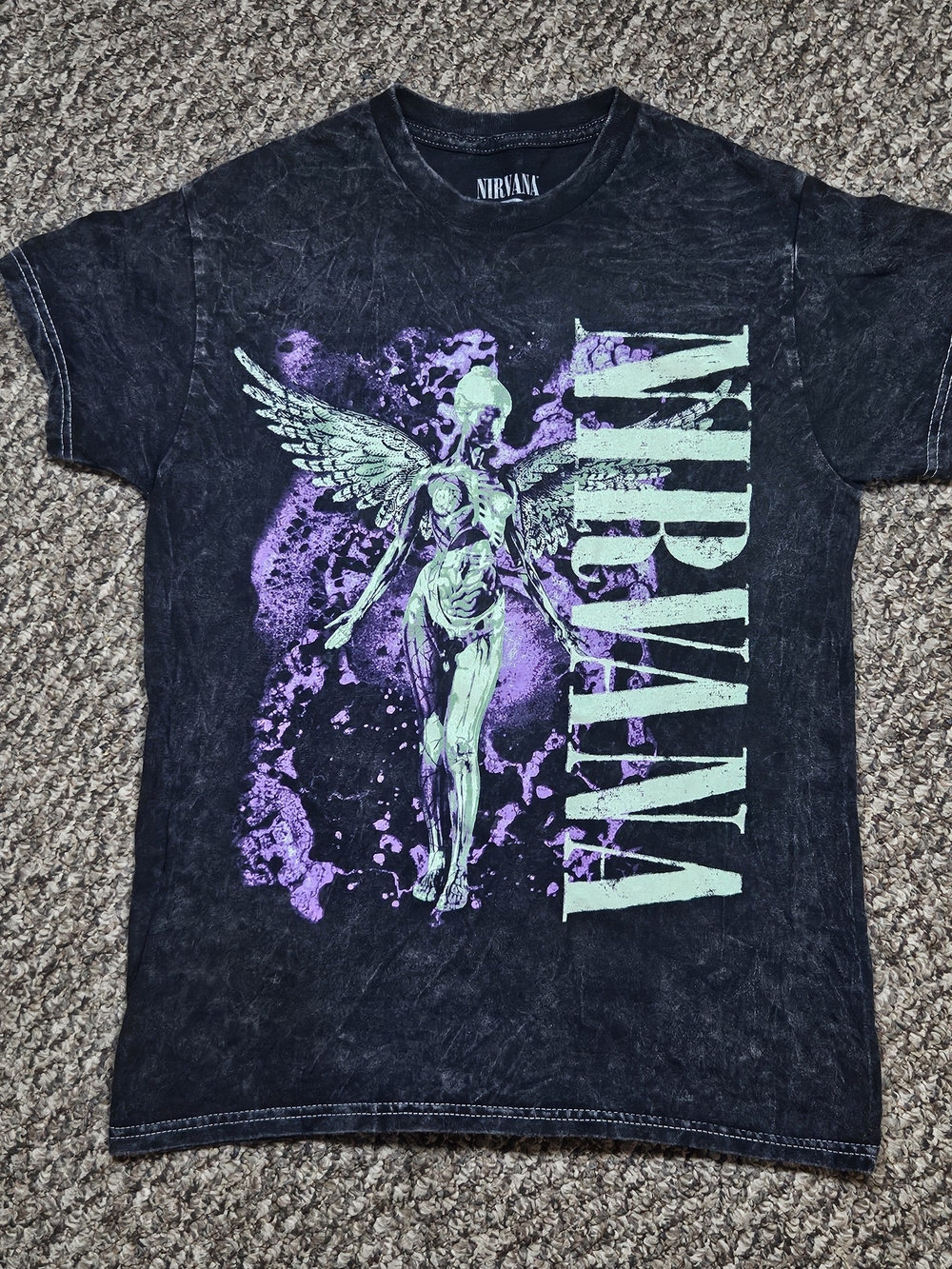 Vintage NIRVANA Black Acid-Washed "In Utero" Tee, Size Small